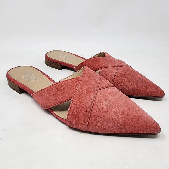Franco Sarto Shoes - Franco Sarto Mules Women 7.5M Nita Pink Suede Pointed Toe Flats Cut Outs EUC